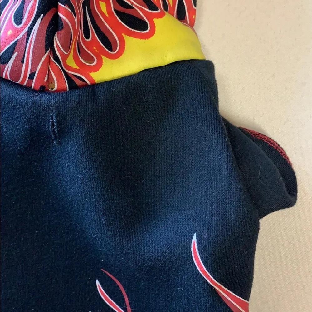 Brett Michaels | Black Hooded Alternative FLAME Fire Sweatshirt | Size Small Dog